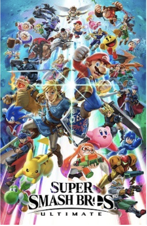 this picture is the cover of smash ultimate. I used this picture becasue it included the video game charactes I describe later on.